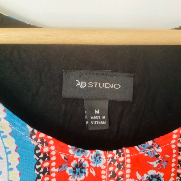 AB Studio Bandana Handkerchief Top Paisley Layered Red White Blue M Cowgirl Boho - Picture 6 of 9